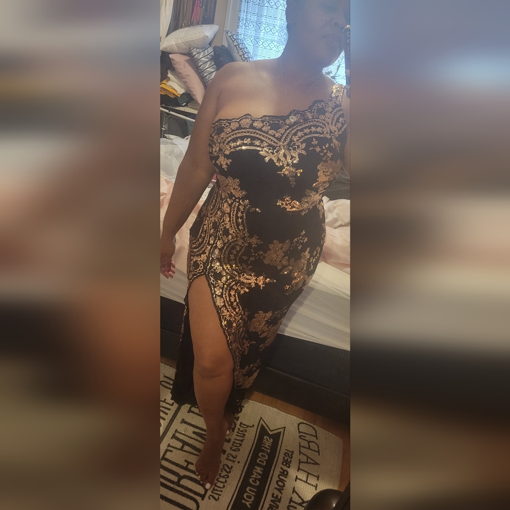 Rose gold and black dress